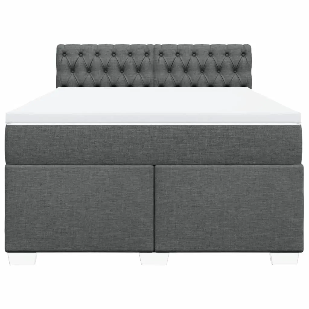 Double Box Spring Bed with Pocket Sprung Mattress Black Fabric Frame