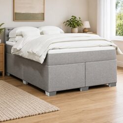 Double Bed with Pocket Spring Mattress and Grey Upholstery