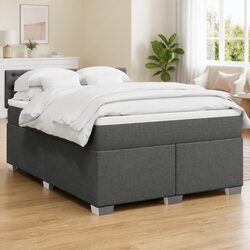 Box Spring Bed with Pocket Mattress, Queen Size, Black Fabric