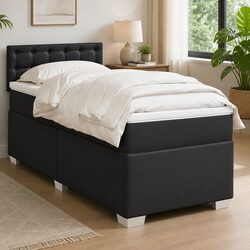 Contemporary King Single Bed with Faux Leather Frame