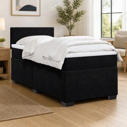 Box Spring Bed with Pocket Spring Mattress in Grey Velvet