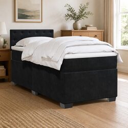 King Single Box Spring Bed with Pocket Spring and Velvet Frame