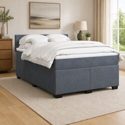 Box Spring Bed Featuring Pocket Sprung Mattress and Velvet Frame