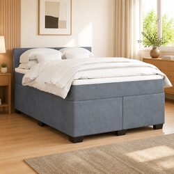 Box Spring Bed with Pocket Spring Mattress and Velvet Frame