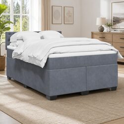 Box Spring Bed with Pocket Spring Mattress and Velvet Frame