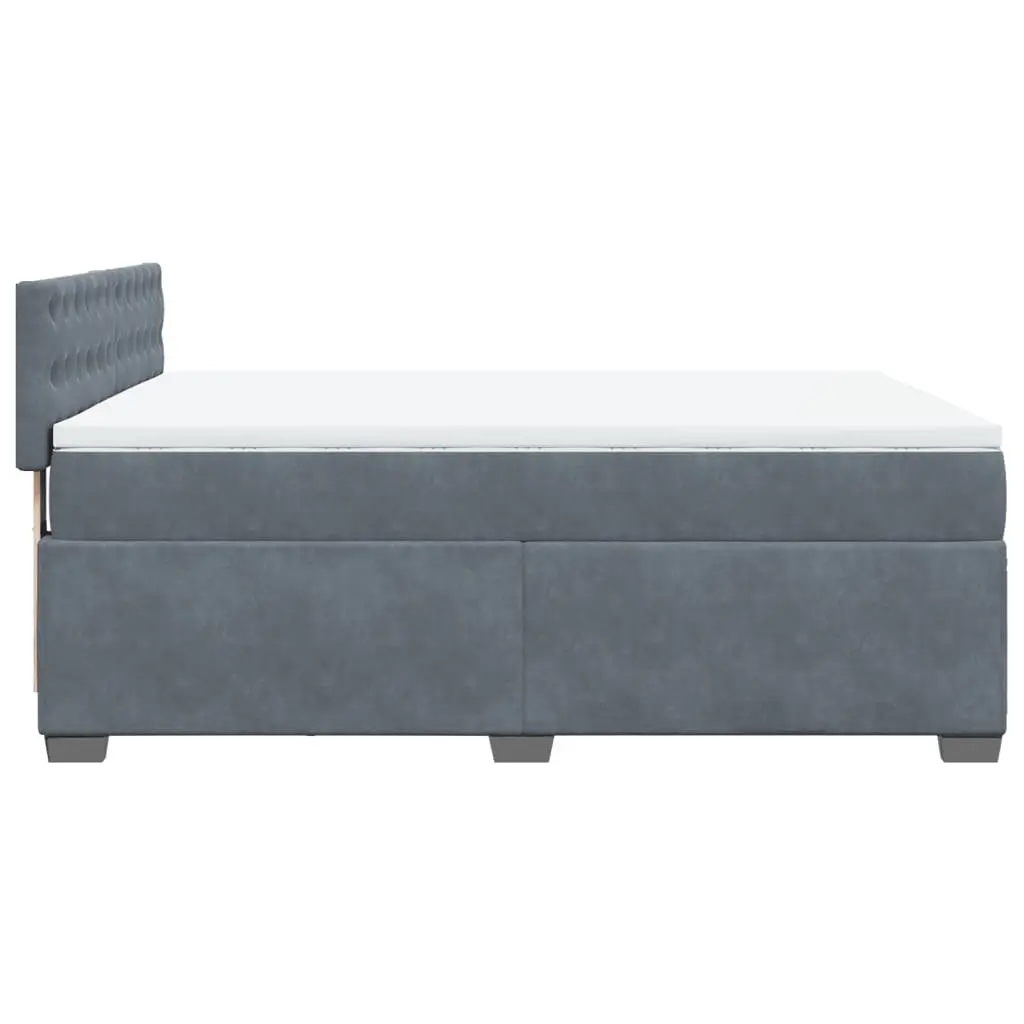 Double Bed Frame with Mattress Velvet Dark Grey
