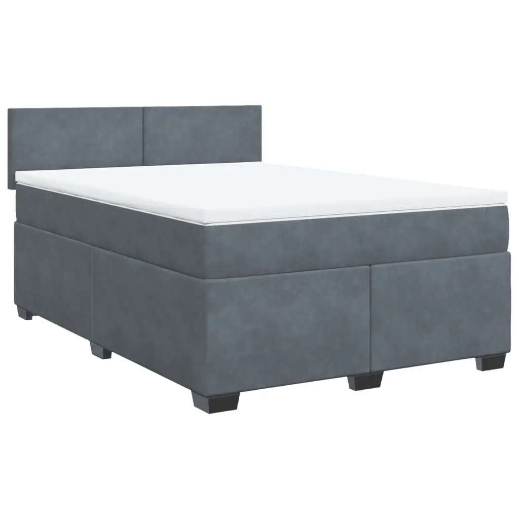 Box Spring Bed with Pocket Spring Mattress Queen Velvet Upholstered Black Frame