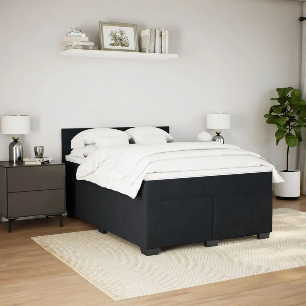 Queen Velvet Upholstered Box Spring Bed with Pocket Spring Mattress Grey