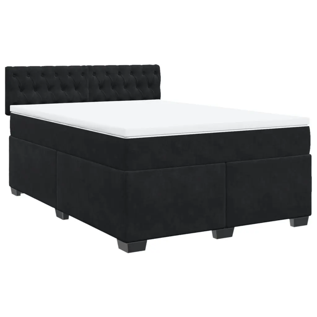 Queen Box Spring Bed with Pocket Spring Mattress Grey Velvet Upholstered Frame