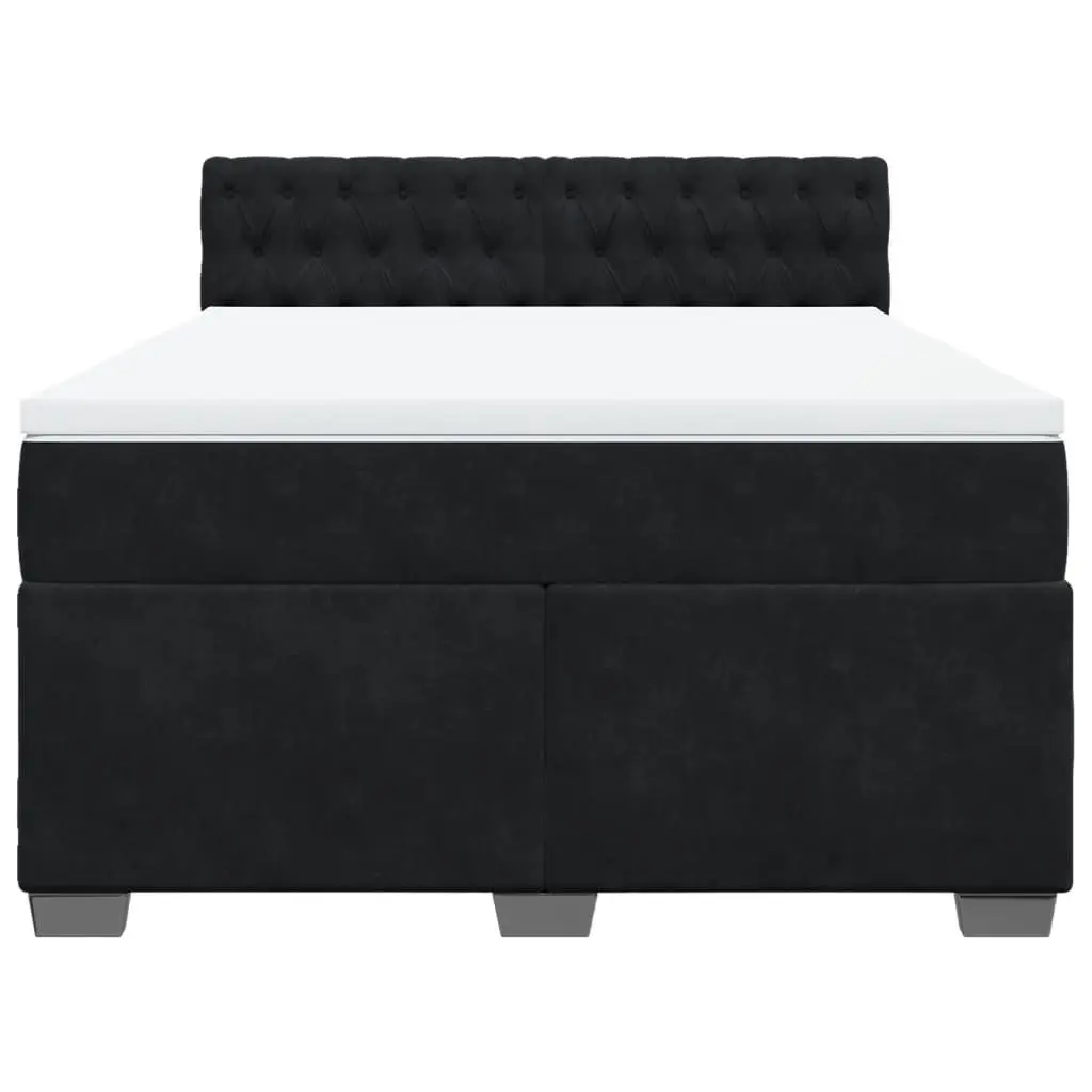 Queen Box Spring Bed with Pocket Spring Mattress Grey Velvet Upholstered Frame