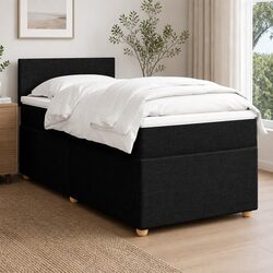 Black Fabric King Single Box Spring Bed with Pocket Mattress