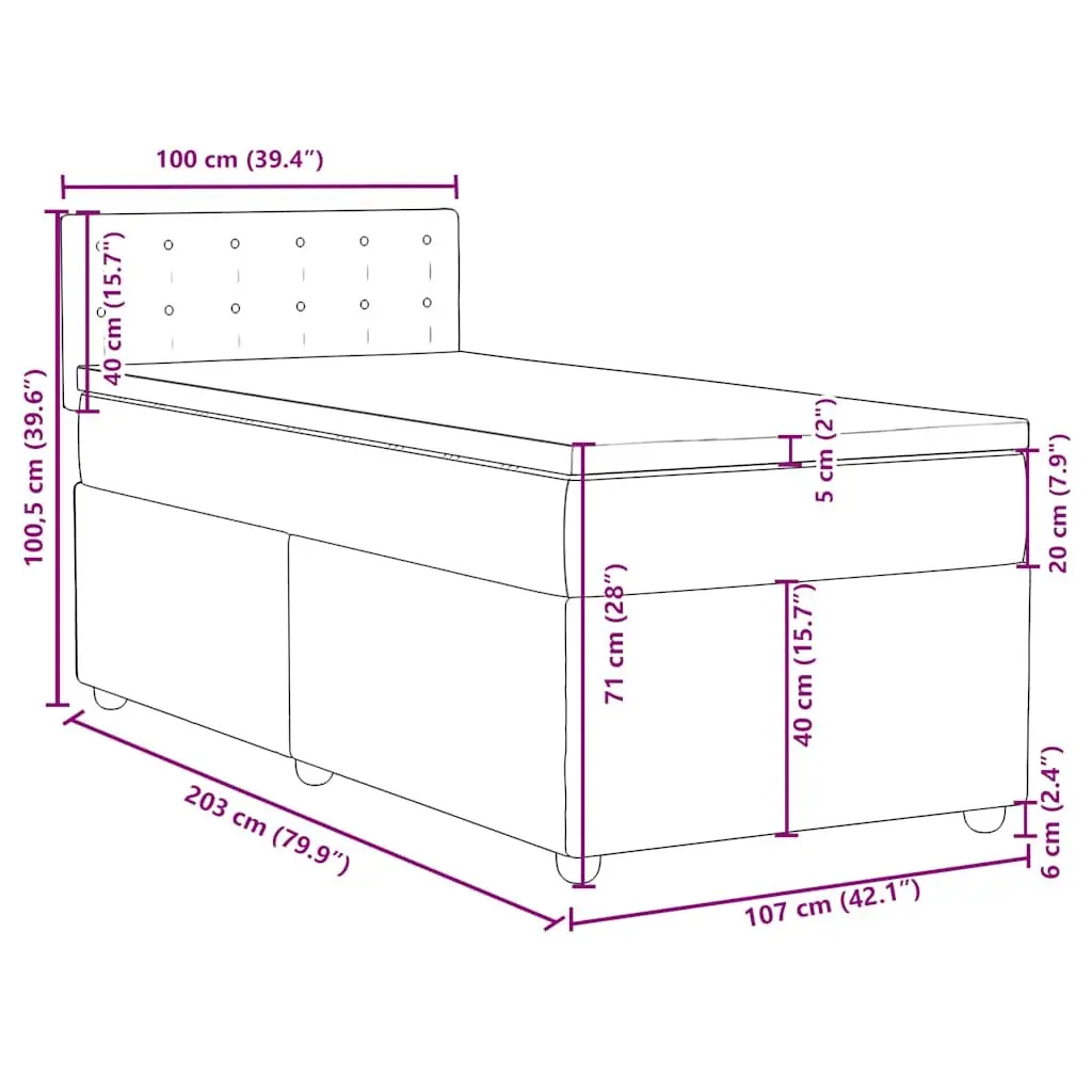 Box Spring Bed with Pocket Mattress Comfort King Single Black Fabric