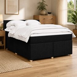 Double Box Spring Bed with Pocket Spring Mattress - Black