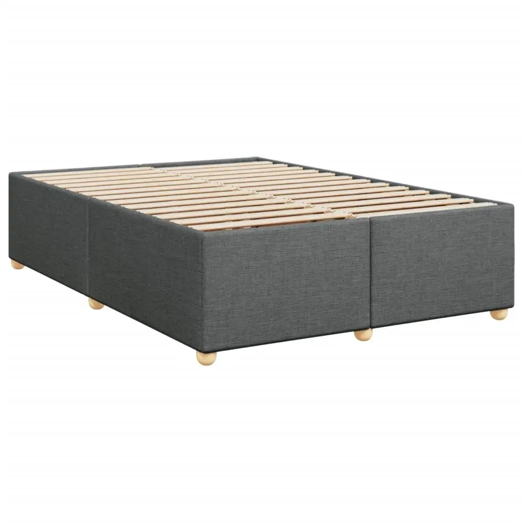 Queen Box Spring Bed with Pocket Spring Mattress Grey Fabric