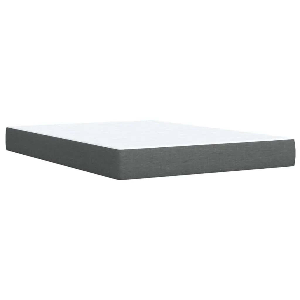Queen Bed Grey Fabric Frame Slatted Base Pocket Sprung Mattress
