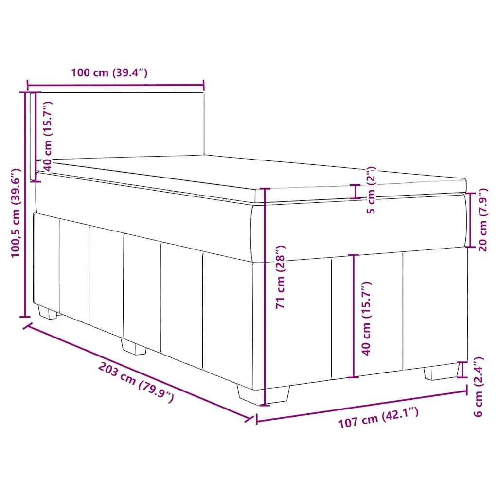 Box Spring Bed Pocket Spring Mattress King Single Black Fabric Frame