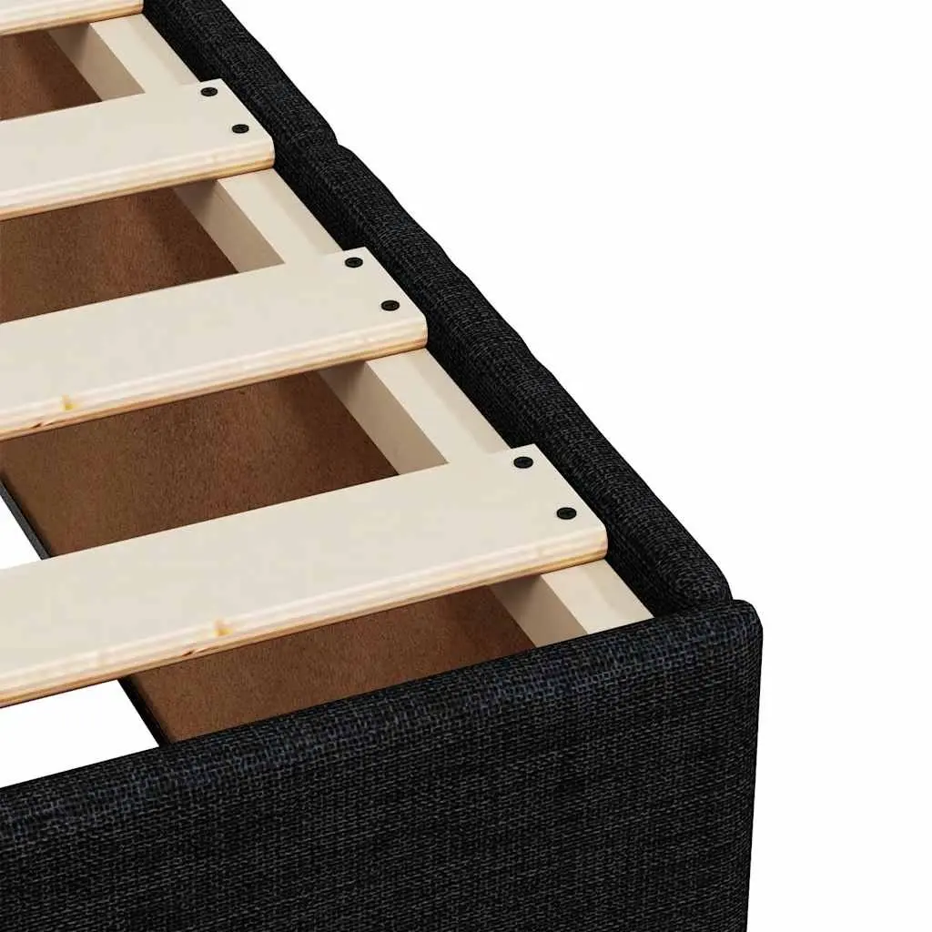 King Single Bed with Pocket Spring Mattress Slatted Base Black Fabric Frame