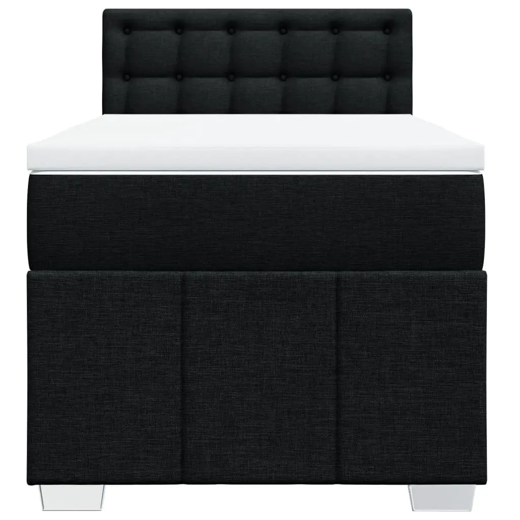 King Single Bed with Pocket Spring Mattress Slatted Base Black Fabric Frame