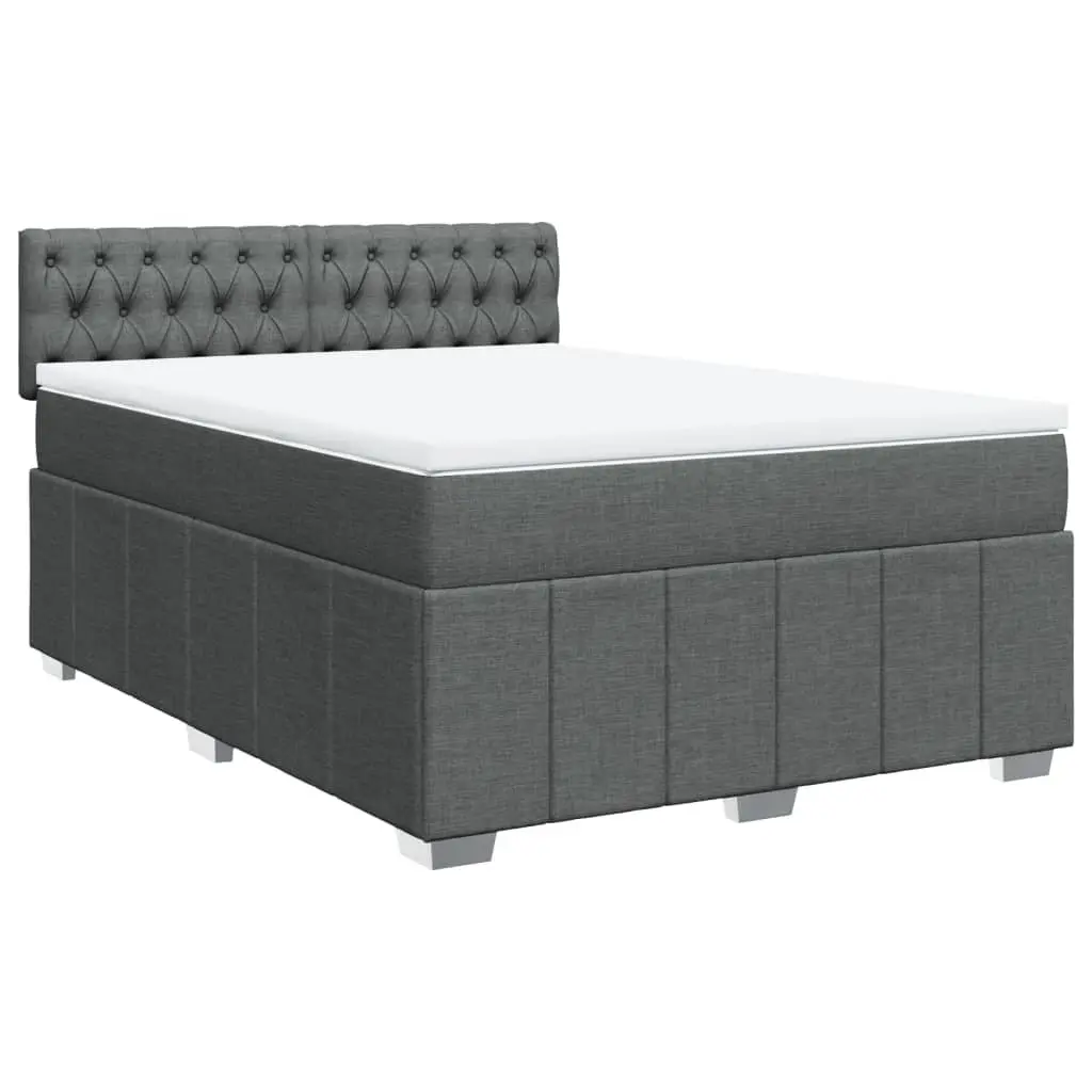 Double Bed Frame with Pocket Sprung Mattress Removable Topper Double Black Fabric