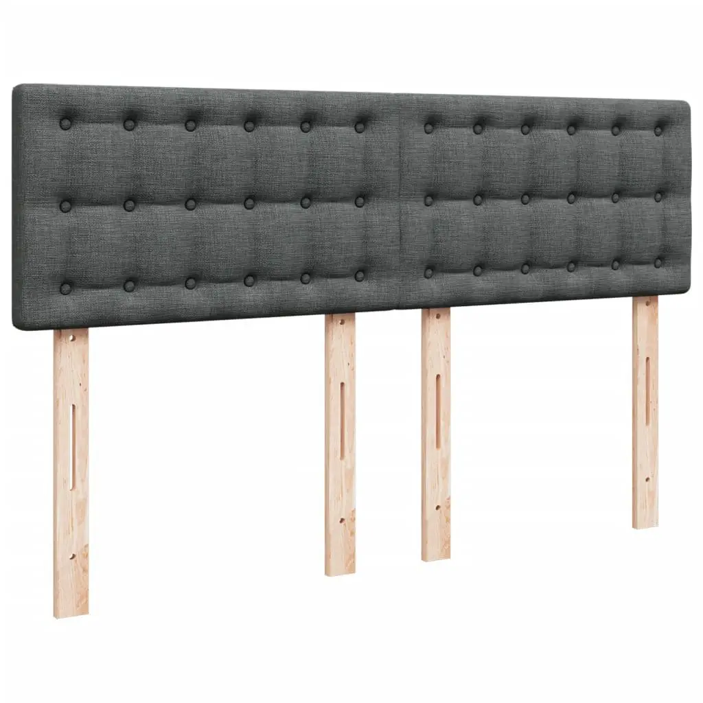 Double Box Spring Bed Black Fabric with Integrated Pocket Spring Mattress Double Size