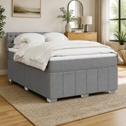 Queen Box Spring Bed with Pocket Spring Mattress - Dark Grey
