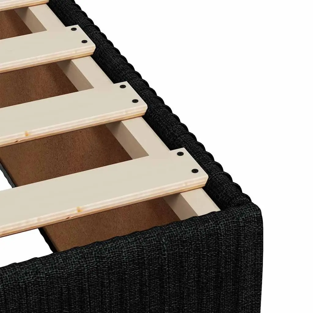 Double Bed with Pocket Spring Mattress Removable Topper Slatted Base Black Fabric