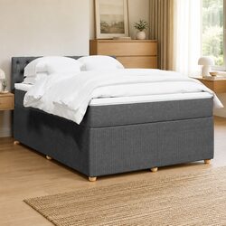 Double Box Spring Bed with Pocket Spring Mattress - Grey