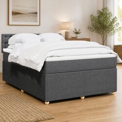 Double Box Spring Bed with Pocket Spring Mattress and Grey Frame