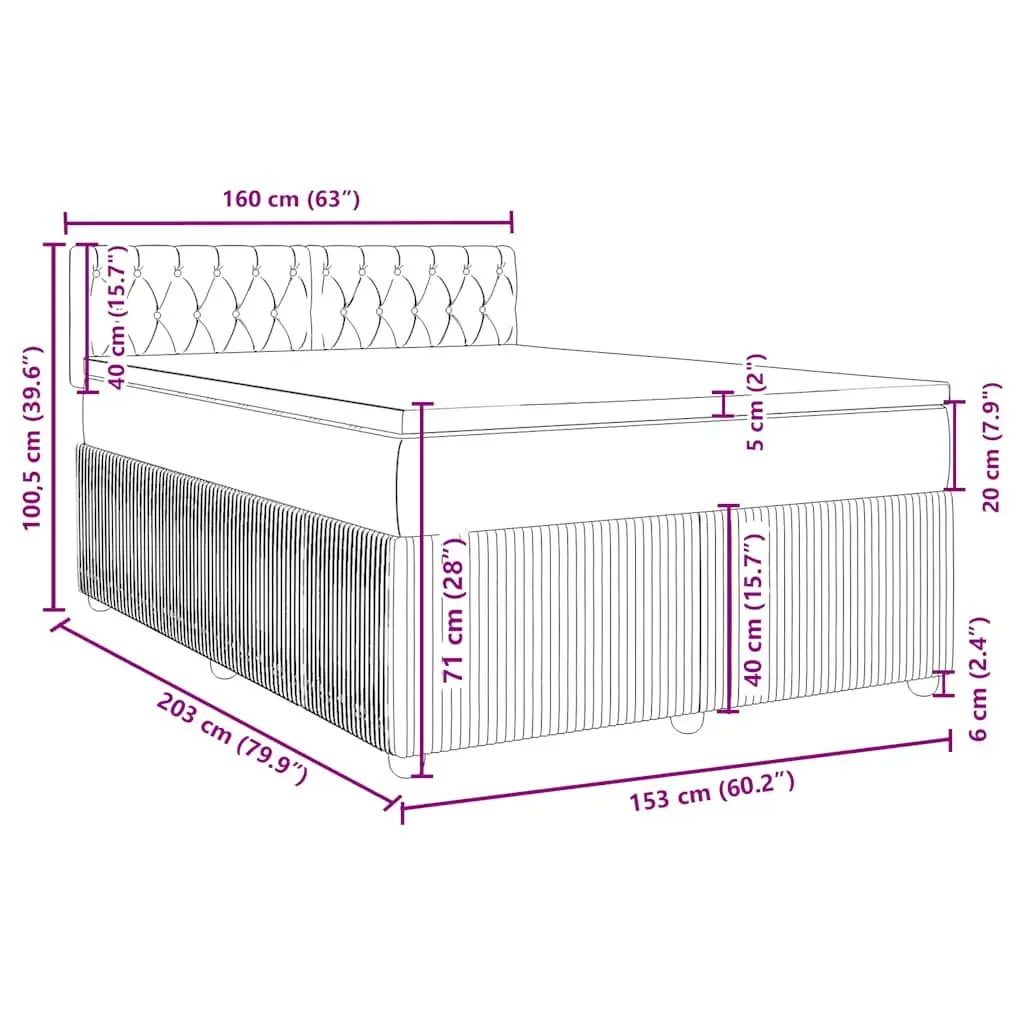 Queen Box Spring Bed with Pocket Mattress Grey Fabric Bedroom Furniture Frame