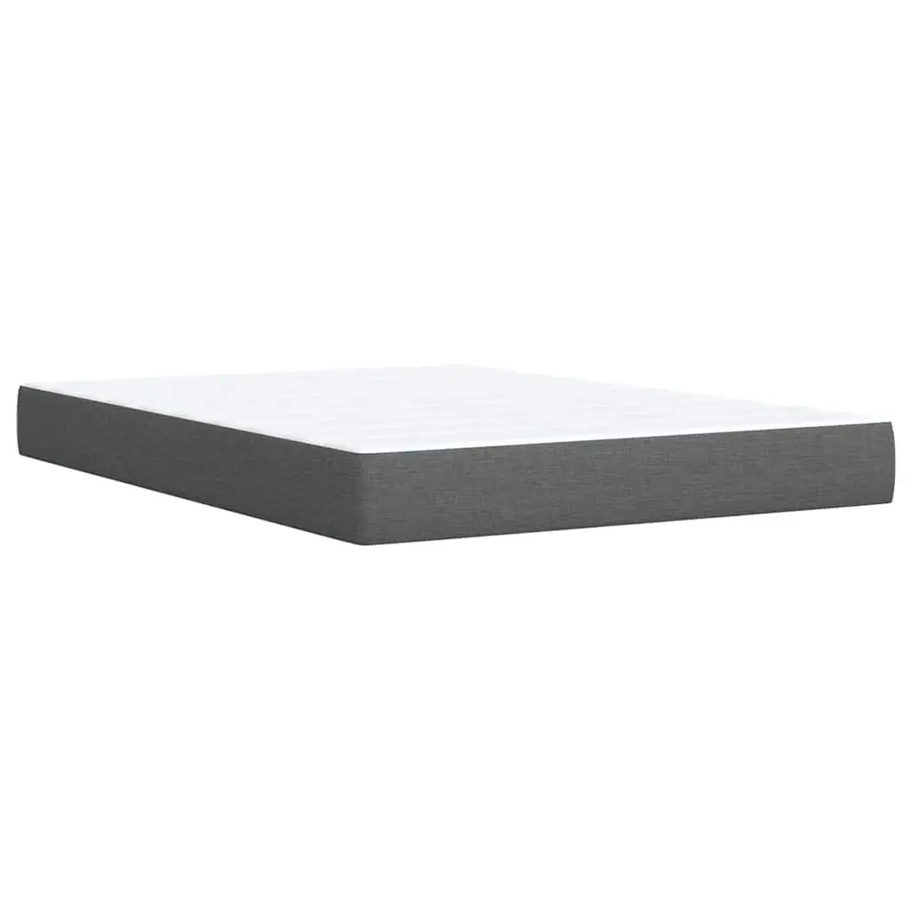 Queen Box Spring Bed with Pocket Mattress Grey Fabric Bedroom Furniture Frame