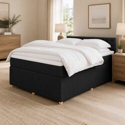 Queen Black Box Spring Bed with Pocket Spring Mattress