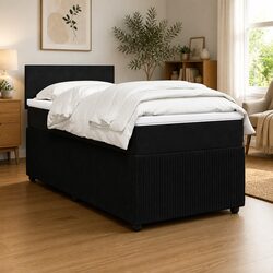 King Single Velvet Frame Bed with Pocket Spring Mattress