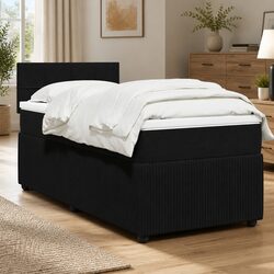 Box Spring Bed with Pocket Mattress in Black Velvet