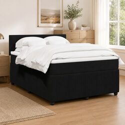 Black Velvet Double Box Spring Bed with Pocket Spring Mattress