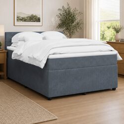 Double Box Spring Bed with Pocket Spring and Velvet Finish