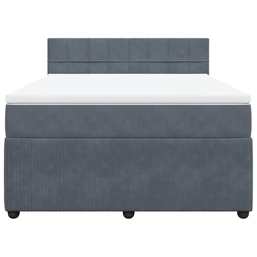 Box Spring Bed Velvet Grey Pocket Spring Mattress Frame