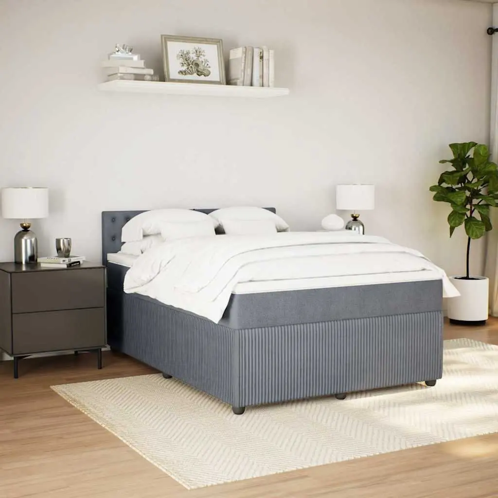 Double Bed with Pocket Spring Mattress Grey Velvet Upholstered Frame