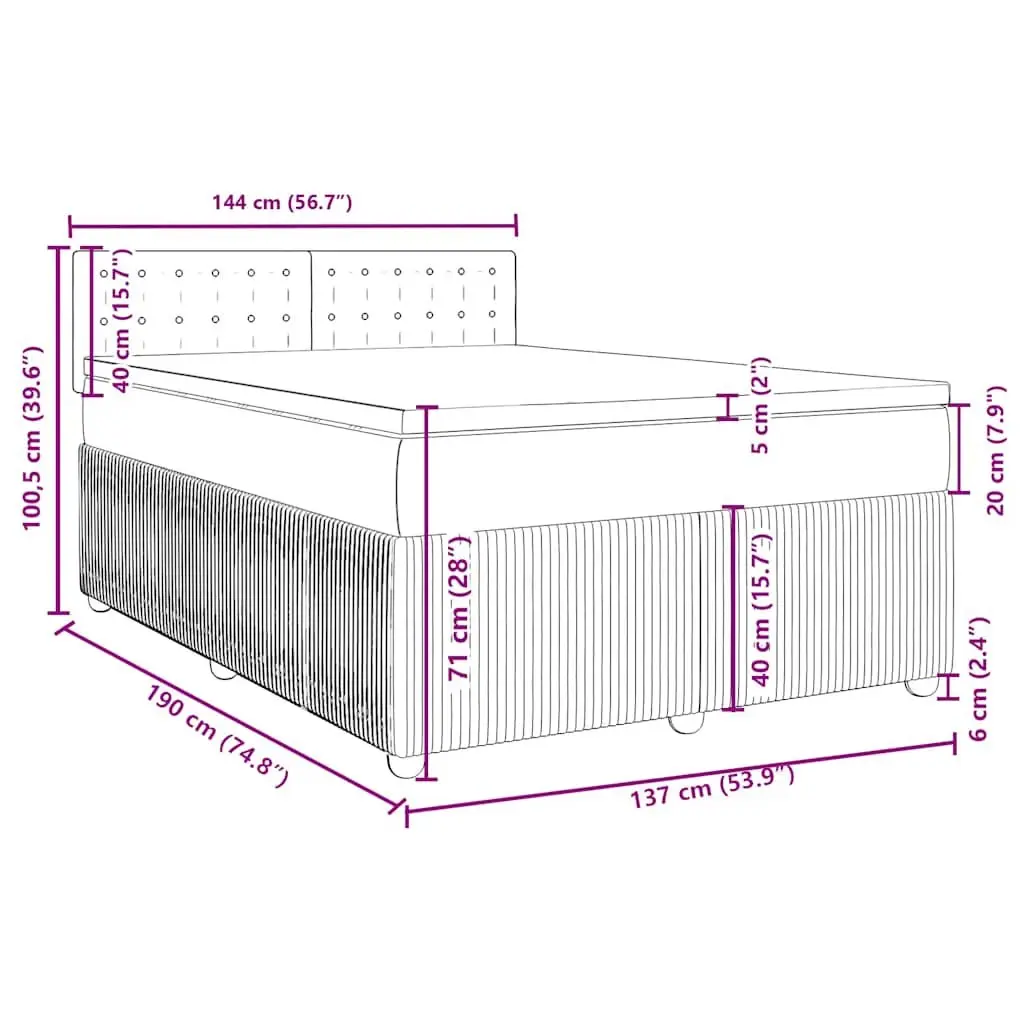 Box Spring Bed with Pocket Spring Mattress Double Black Velvet Bedroom Furniture