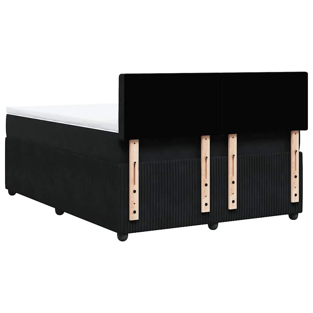 Box Spring Bed with Pocket Spring Mattress Double Black Velvet Bedroom Furniture