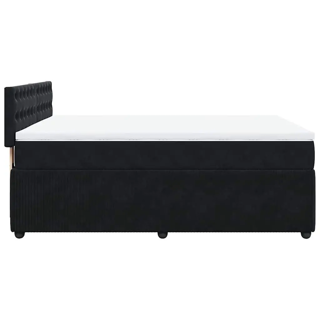 Box Spring Bed with Pocket Spring Mattress Double Black Velvet Bedroom Furniture