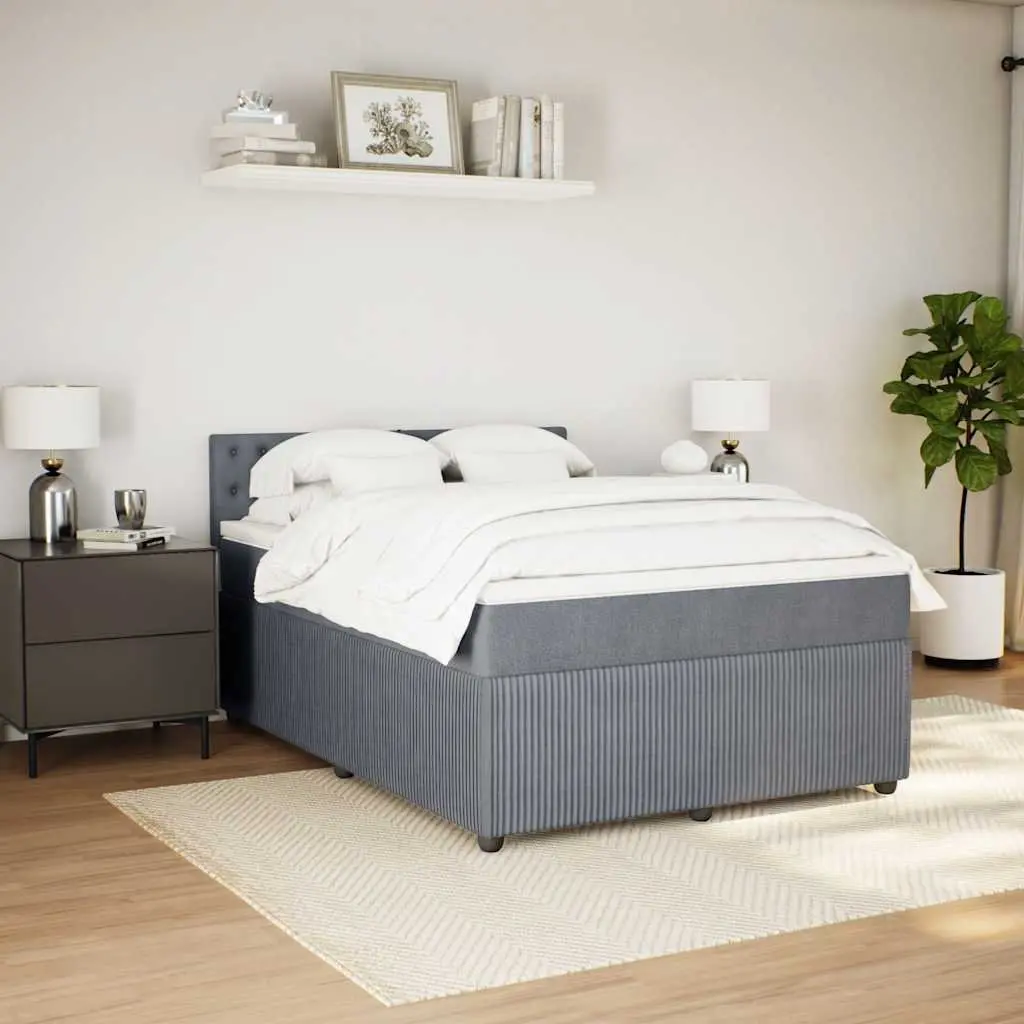 Queen Box Spring Bed Pocket Spring Mattress Velvet Upholstered Frame Grey
