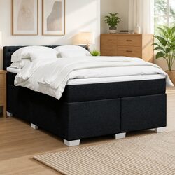 Double Box Spring Bed with Pocket Spring Mattress and LED Lights