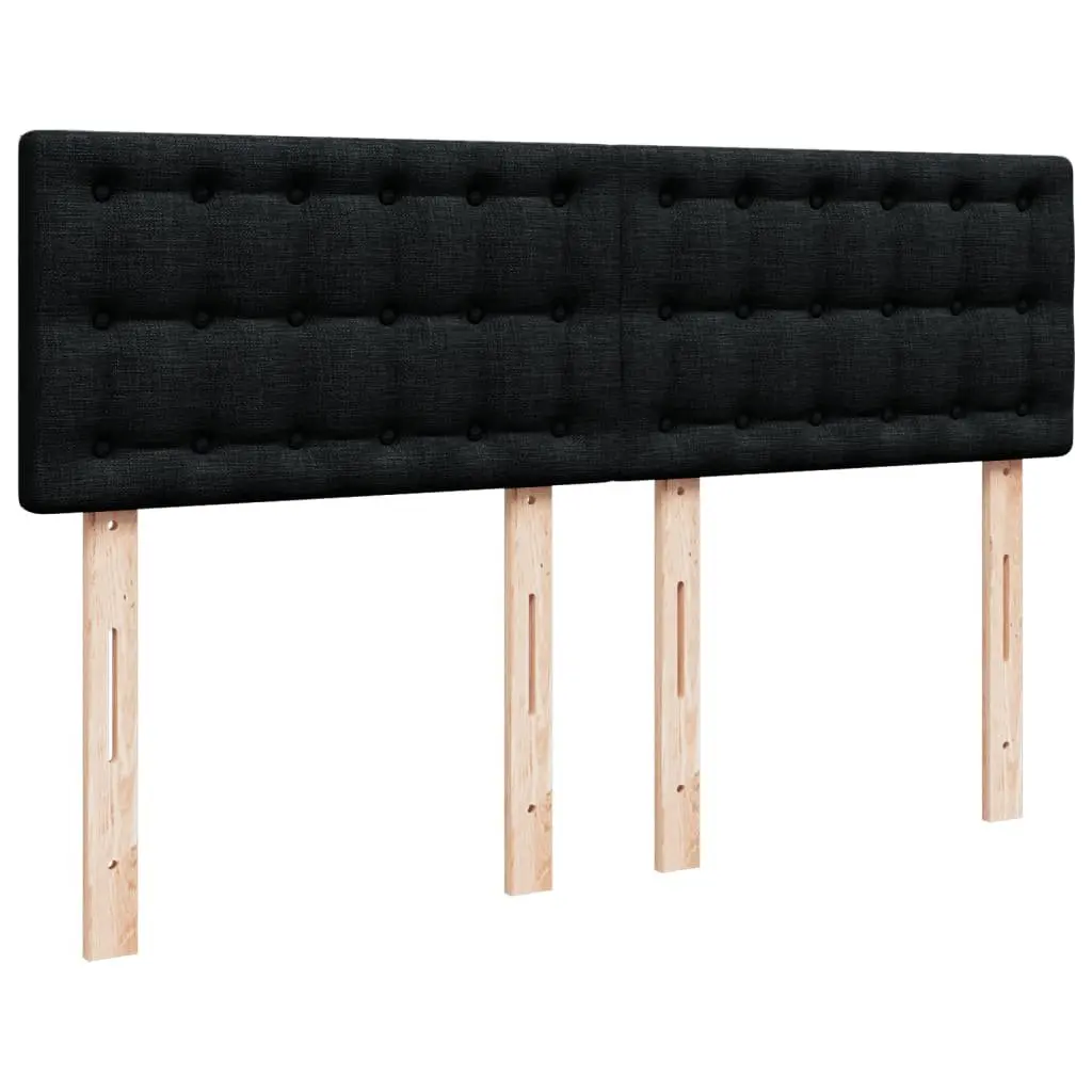 Double Bed with Pocket Spring Mattress Adjustable LED Lights Black Fabric