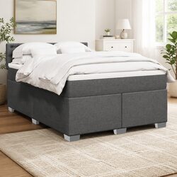 Queen Box Spring Bed with Pocket Spring Mattress and LED Lights
