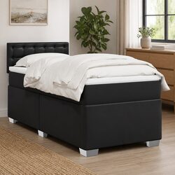 Sleek Black King Single Bed with Pocket Spring Mattress
