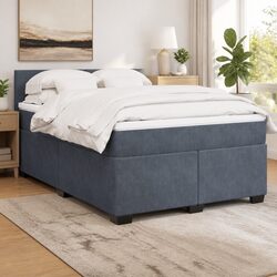 Double Box Spring Bed with Pocket Spring Mattress and LED Lighting