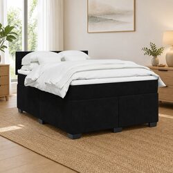 Double Box Spring Bed: Pocket Spring Mattress with Velvet Finish