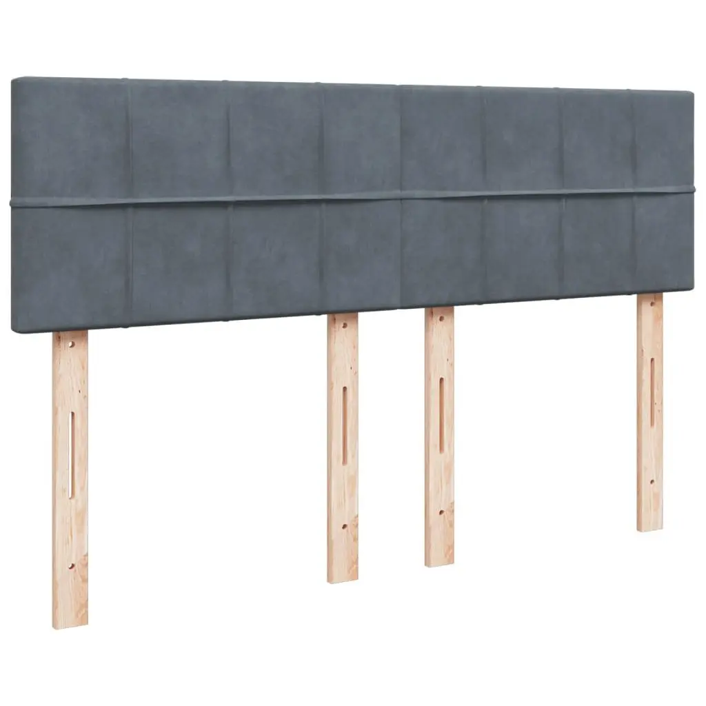 Box Spring Bed with Mattress Double Size Dark Grey Velvet LED Lights
