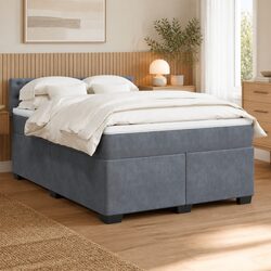 Box Spring Bed with Pocket Spring Mattress and LED USB Lights