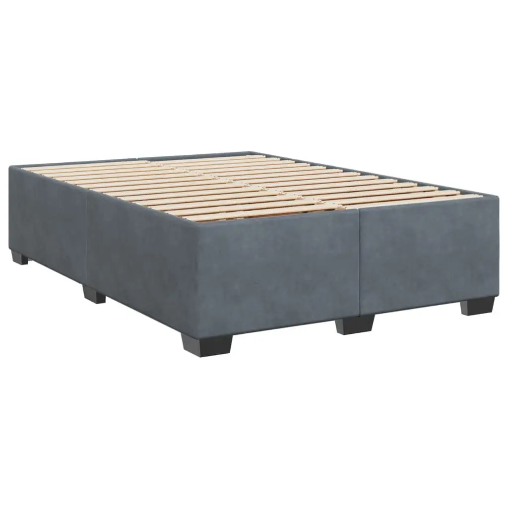 Box Spring Bed with Pocket Sprung Mattress Queen Size Grey Velvet